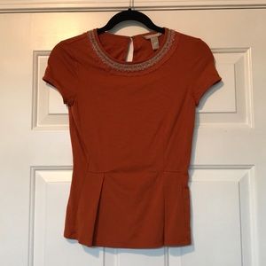 Beaded Banana Republic Peplum Shirt, size 0